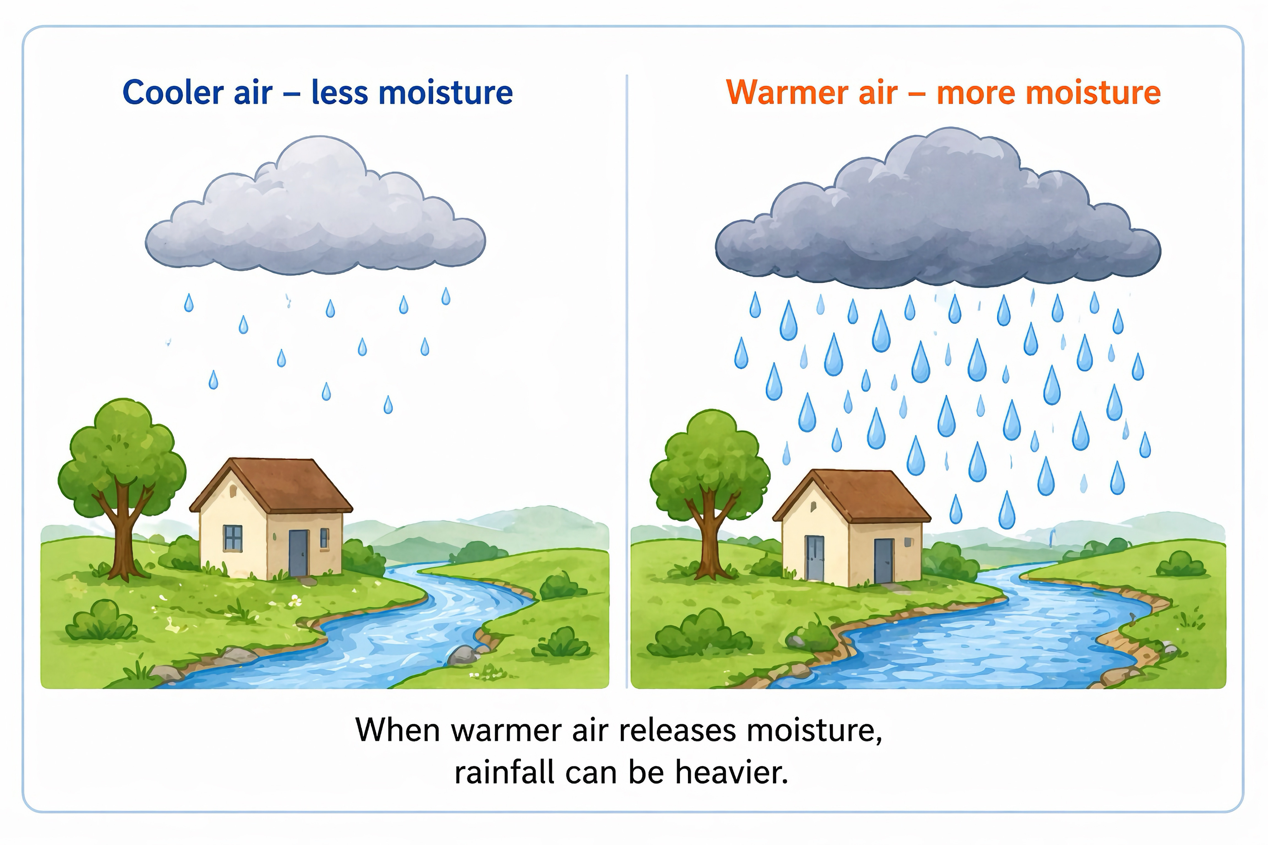 Warmer air, heavier rainfall